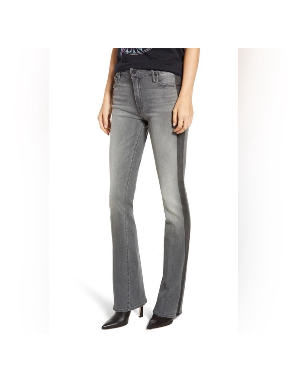 Mother The Insider Bootcut Jeans In Supermoon Stripe Gray